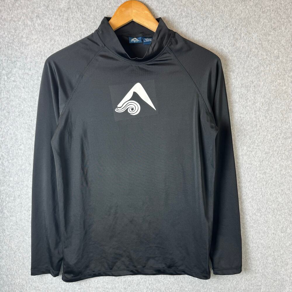 Kanu Shirt Mens Small Black Surfing Surf Rash Guard Long Sleeve Beach Sun UPF